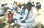 Choir practice in a Pentecostal church in Haiti